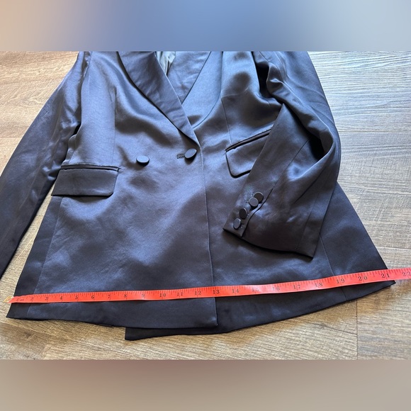 House of Harlow 1960 Oversized Navy Satin/Silk Effect Blazer - Size Small - Picture 5 of 16